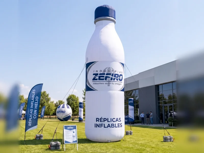 Réplica inflable de producto con helio para publicidad aérea
