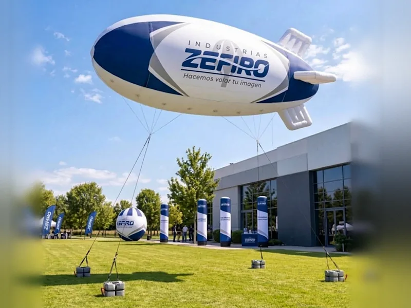 Zeppelin inflable publicitario con helio para eventos masivos